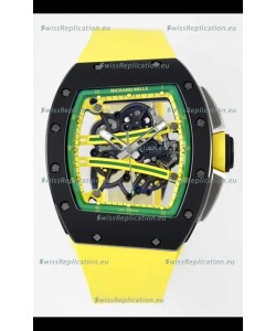 Richard Mille Super Clone RM61-01 Black Ceramic Yellow Strap Swiss Replica Watch