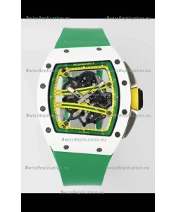 Richard Mille Super Clone RM61-01 White Ceramic Green Strap Swiss Replica Watch