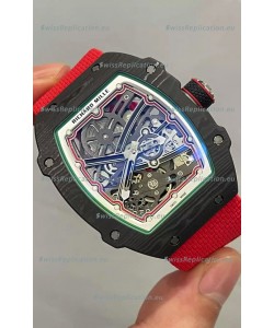 Richard Mille Super Clone RM67-02 Black Carbon TPT 37 Grams Watch Red Strap