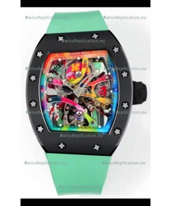 Richard Mille Super Clone RM68-01 Black Ceramic Casing Green Strap Tourbillon Swiss Replica