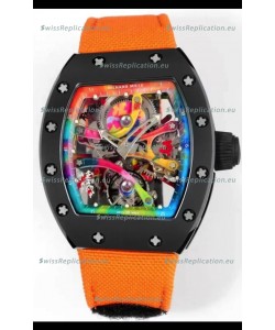 Richard Mille Super Clone RM68-01 Black Ceramic Casing Nylon Strap Tourbillon Swiss Replica