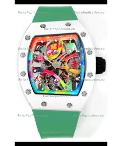 Richard Mille Super Clone RM68-01 White Ceramic Casing Green Strap Tourbillon Swiss Replica
