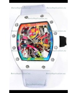 Richard Mille Super Clone RM68-01 White Ceramic Casing Nylon Strap Tourbillon Swiss Replica