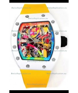 Richard Mille Super Clone RM68-01 White Ceramic Casing Yellow Strap Tourbillon Swiss Replica