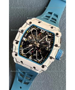 Richard Mille RM35-03 Rafael Nadal Edition White Carbon Fiber Casing 1:1 Mirror Replica Watch in Blue Strap