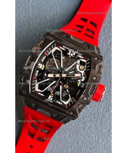 Richard Mille RM35-03 Rafael Nadal Edition Black Carbon Fiber Casing 1:1 Mirror Replica Watch in Red Strap