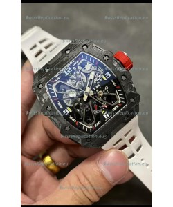 Richard Mille RM35-03 Rafael Nadal Edition Black Carbon Fiber Casing 1:1 Mirror Replica Watch in White Strap