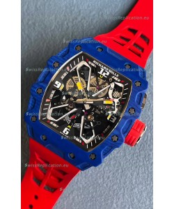 Richard Mille RM35-03 Rafael Nadal Edition Blue Carbon Fiber Casing 1:1 Mirror Replica Watch in Red Strap