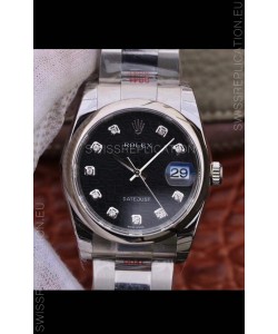 Rolex Datejust 36MM Cal.3135 Movement Swiss Replica Watch in 904L Steel Casing - Black Computer Dial
