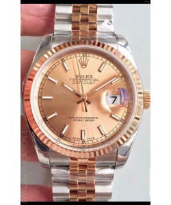 Rolex Datejust 36MM Cal.3135 Movement Swiss Replica Watch in 904L Steel Two Tone Casing Gold Dial