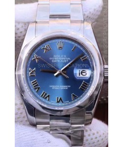 Rolex Datejust 36MM Cal.3135 Movement Swiss Replica Watch in 904L Steel Casing in Blue Roman Dial