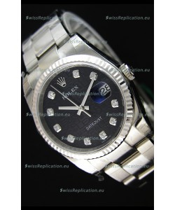 Rolex Datejust 36MM Cal.3135 Movement Swiss Replica Watch in Black Printed Dial