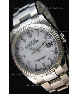Rolex Datejust 36MM Cal.3135 Movement Swiss Replica White Dial Oyster Strap - Ultimate 904L Steel Watch 
