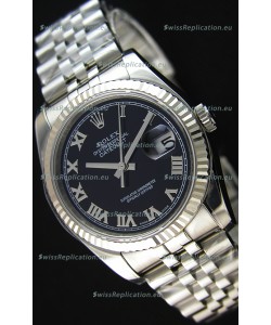 Rolex Datejust 36MM Cal.3135 Movement Swiss Replica Black Dial Jubilee Strap - Ultimate 904L Steel Watch 