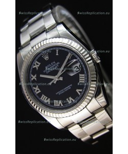 Rolex Datejust 36MM Cal.3135 Movement Swiss Replica Black Dial Oyster Strap - Ultimate 904L Steel Watch 
