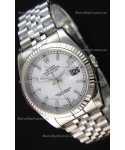 Rolex Datejust 36MM Cal.3135 Movement Swiss Replica White Dial Jubilee Strap - Ultimate 904L Steel Watch 