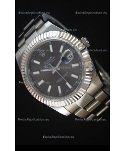 Rolex Datejust II 41MM with Cal.3136 Movement Swiss Replica Watch in Grey Dial Stick Markers 