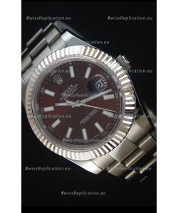Rolex Datejust II 41MM with Cal.3136 Movement Swiss Replica Watch in Brown Dial Stick Markers 