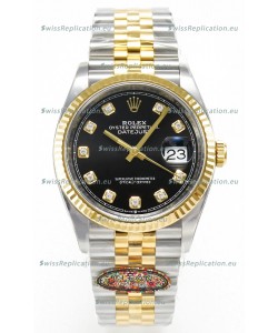 Rolex Super Clone Datejust ETA 3235 Movement 36MM Two Tone Yellow Gold Swiss Black Dial Watch