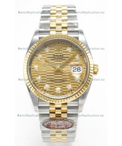 Rolex Super Clone Datejust ETA 3235 Movement 36MM Two Tone Yellow Gold Swiss Fluted Dial