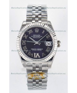 Rolex Super Clone Datejust ETA 2688 Movement 31MM Stainless Steel Purple Roman Dial Watch 