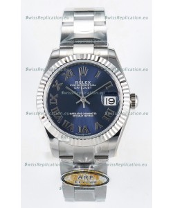 Rolex Super Clone Datejust ETA 2688 Movement 31MM Stainless Steel Blue Roman Dial Watch 