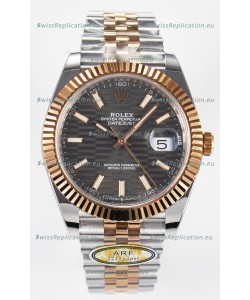 Rolex Super Clone Datejust ETA 3235 Movement 41MM Two Tone Rose Gold Plating Fluted Dial Watch
