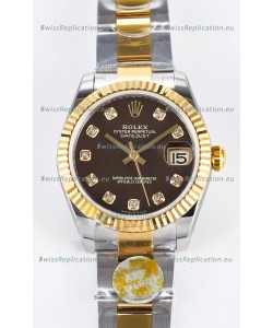 Rolex Super Clone Datejust ETA 2688 Movement 31MM Two Tone Yellow Gold Swiss Brown Dial