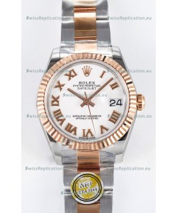 Rolex Super Clone Datejust ETA 2688 Movement 31MM Two Tone Rose Gold Swiss White Dial