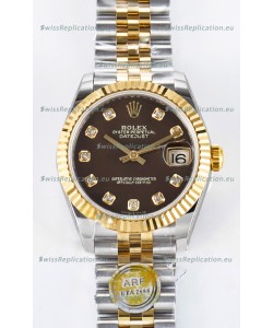Rolex Super Clone Datejust ETA 2688 Movement 31MM Two Tone Yellow Gold Brown Dial