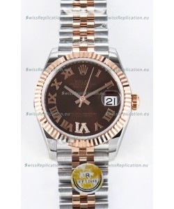 Rolex Super Clone Datejust ETA 2688 Movement 31MM Two Tone Rose Gold Swiss Brown Dial