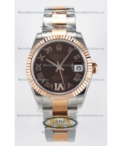 Rolex Super Clone Datejust ETA 2688 Movement 31MM Two Tone Rose Gold Swiss Brown Dial