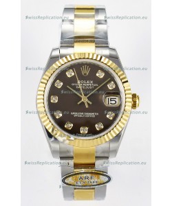 Rolex Super Clone Datejust ETA 2688 Movement 31MM Two Tone Yellow Gold Brown Dial 