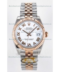 Rolex Super Clone Datejust ETA 2688 Movement 31MM Two Tone Rose Gold Swiss White Dial