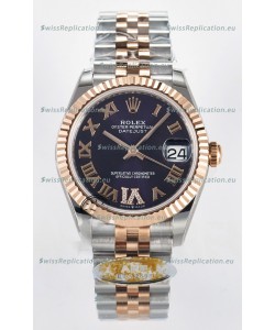Rolex Super Clone Datejust ETA 2688 Movement 31MM Two Tone Rose Gold Swiss Purple Dial