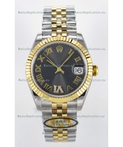 Rolex Super Clone Datejust ETA 2688 Movement 31MM Two Tone Yellow Gold Swiss Grey Dial