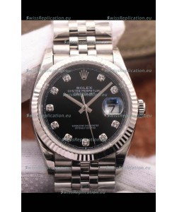 Rolex Datejust 126234 36MM Swiss Replica in 904L Steel in Black Dial 1:1 Mirror Replica
