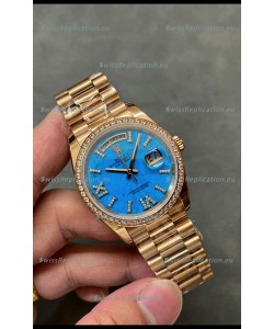 Rolex Day Date Turquoise Set 18K Yellow Gold Watch 36MM - 1:1 Mirror Replica Watch 
