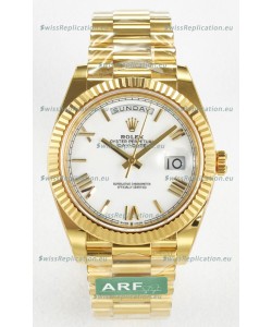 Rolex Day Date Super Clone 18K Yellow Gold Watch 40MM - White Dial 1:1 Mirror Quality