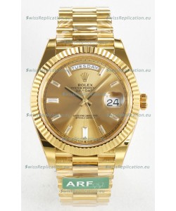 Rolex Day Date Super Clone 18K Yellow Gold Watch 40MM - Gold Dial 1:1 Mirror Quality