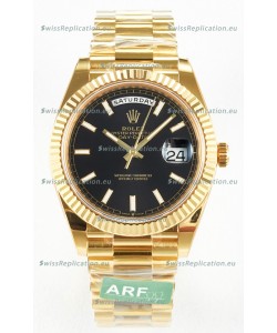 Rolex Day Date Super Clone 18K Yellow Gold Watch 40MM - Black Dial 1:1 Mirror Quality