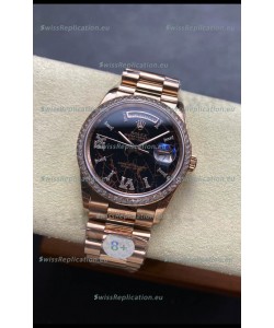 Rolex Day Date Super Clone Rose Gold Eisenkiesel Dial Diamonds Numerals Watch 36MM - 1:1 Mirror Quality