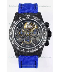 Rolex Daytona Super Clone DiW Skeleton Carbon Edition Watch - Forged Carbon Casing Purple Strap 1:1 Mirror Replica