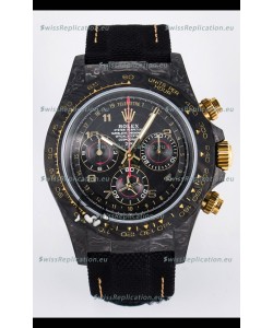 Rolex Daytona Super Clone DiW Avia Grey Carbon Edition Watch - Forged Carbon Casing Black Strap 1:1 Mirror Replica