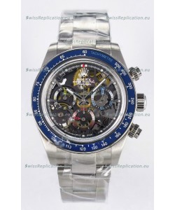 Rolex Daytona Super Clone Artisans De Geneve Stainless Steel Watch Blue Bezel Skeleton Watch 