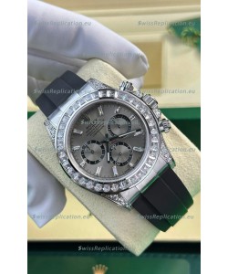 Rolex Daytona Super Clone White Gold Casing Steel Dial Cal.4131 Movement Watch Custom Sapphires Bezel