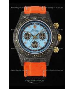 Rolex Daytona Super Clone Watch in Blue Dial Black Carbon Casing 1:1 Mirror Replica