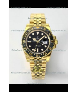Rolex GMT Masters II Super Clone M12718 Yellow Black Dial Swiss Replica Watch 