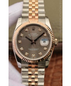 Rolex Datejust 36MM ETA-3135 Movement Swiss Replica in 904L Two Tone Brown Dial