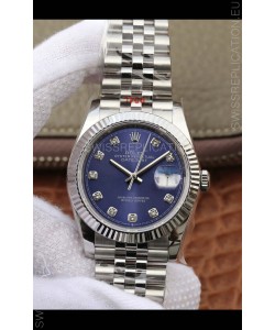 Rolex Datejust 36MM ETA-3135 Movement Swiss Replica in 904L Steel in Blue Dial 